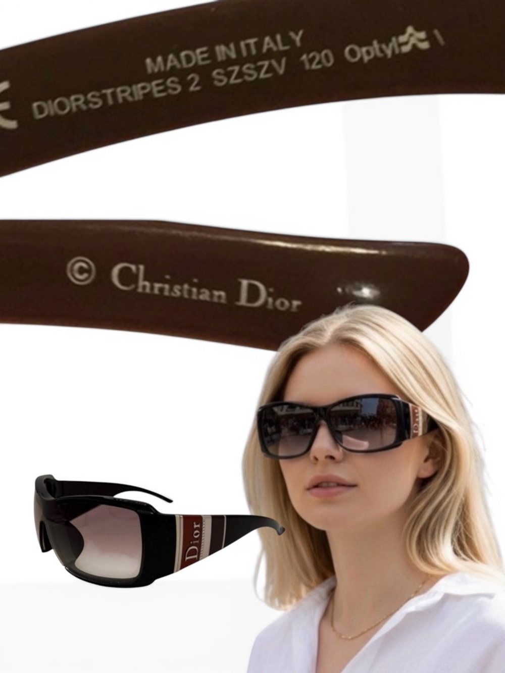 Christian Dior Stripes 2 Shield Sunglasses – Vintage Y2K Galliano Era - Picture 5 of 9